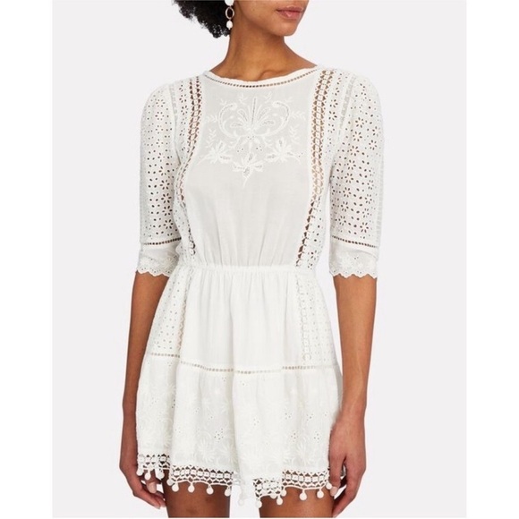 LoveShackFancy Novalie Floral Eyelet Lace Mini Dress Size Medium NEW - Picture 3 of 12